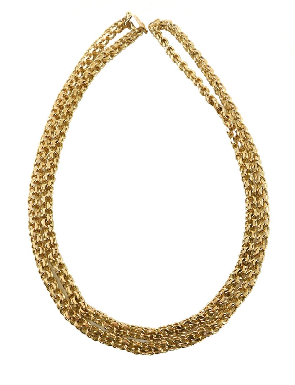 Appraisal: JEWELRY K Gold Neckchain double filed flat curb link chain