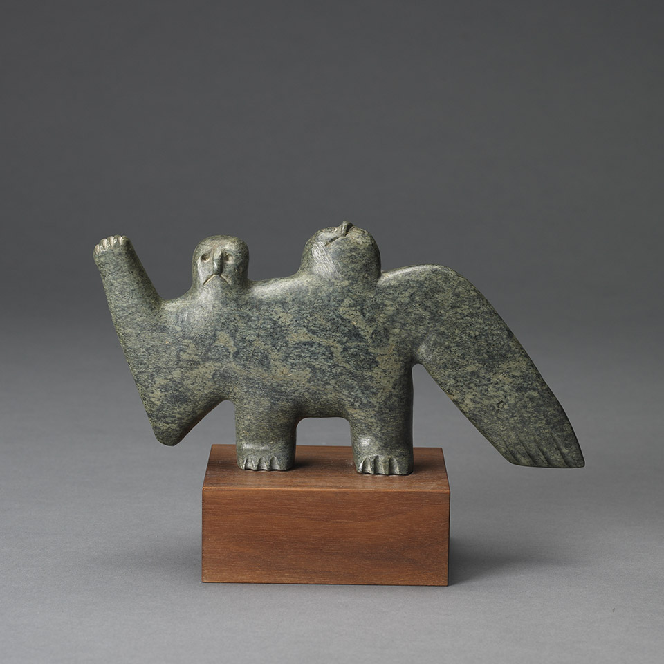 Appraisal: LATCHOLASSIE AKESUK E - Cape Dorset OWL SHAMAN Soapstone ca