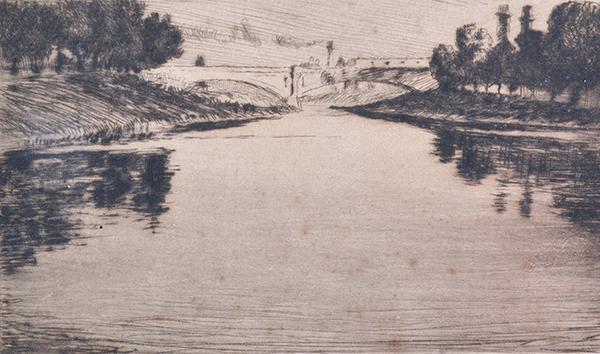 Appraisal: JOHN SHIRLOW - The Yarra at Anderson Street Bridge etching