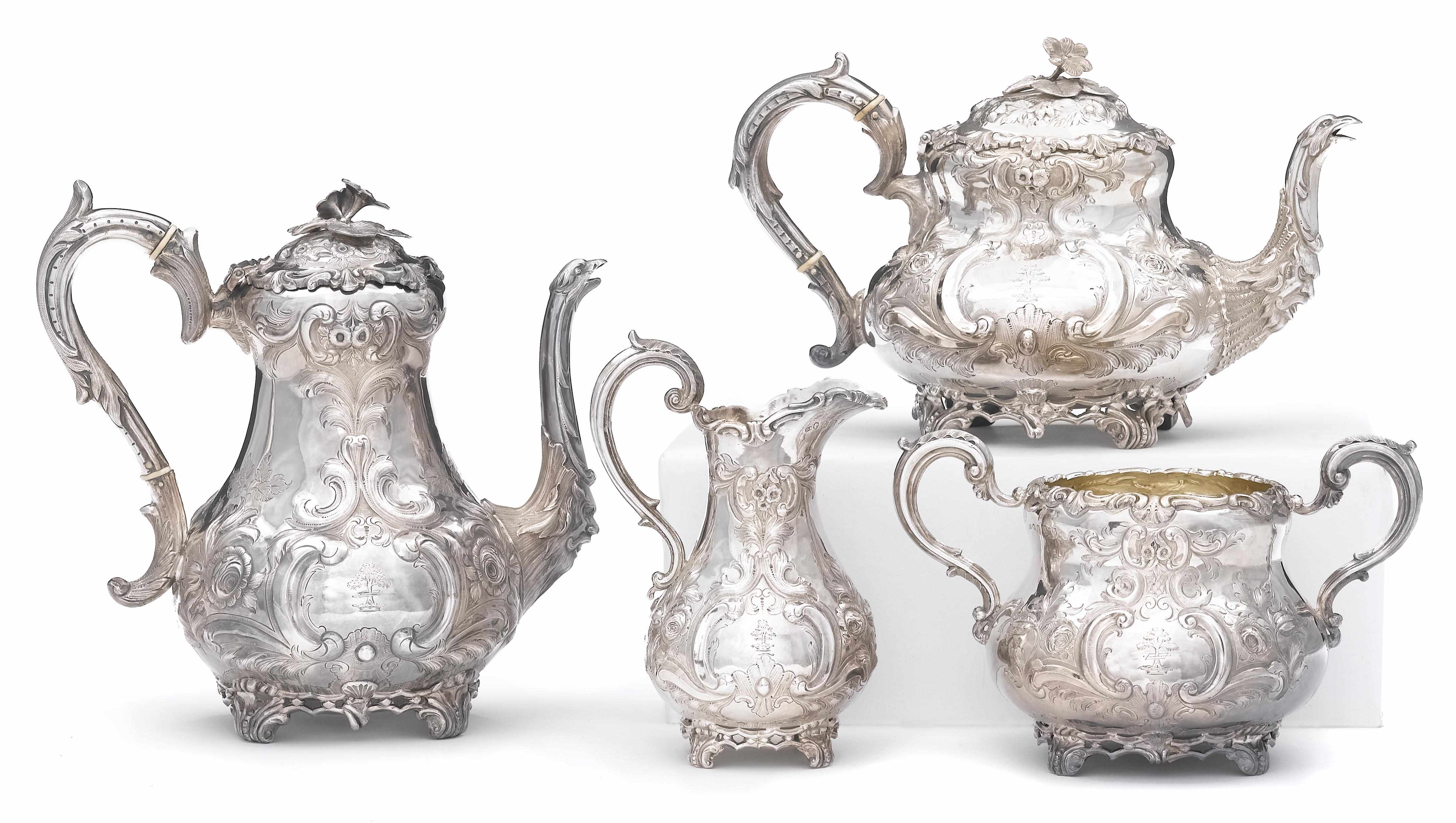 Appraisal: An Irish Victorian silver four piece tea and coffee set