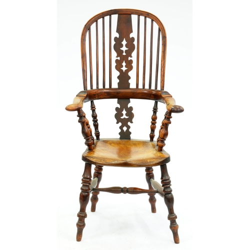 Appraisal: A Victorian yew wood Nottinghamshire 'Smoking High' Windsor chair Worksop