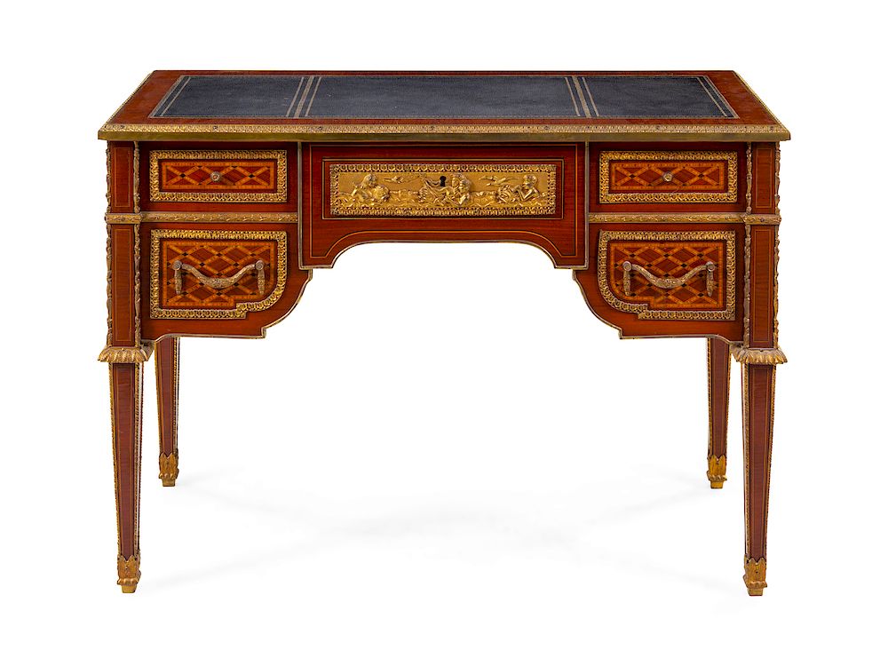 Appraisal: A Louis XVI Style Gilt Bronze Mounted Parquetry Bureau Plat