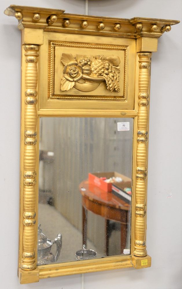 Appraisal: Federal gilt framed mirror having carved fruit and flowers in