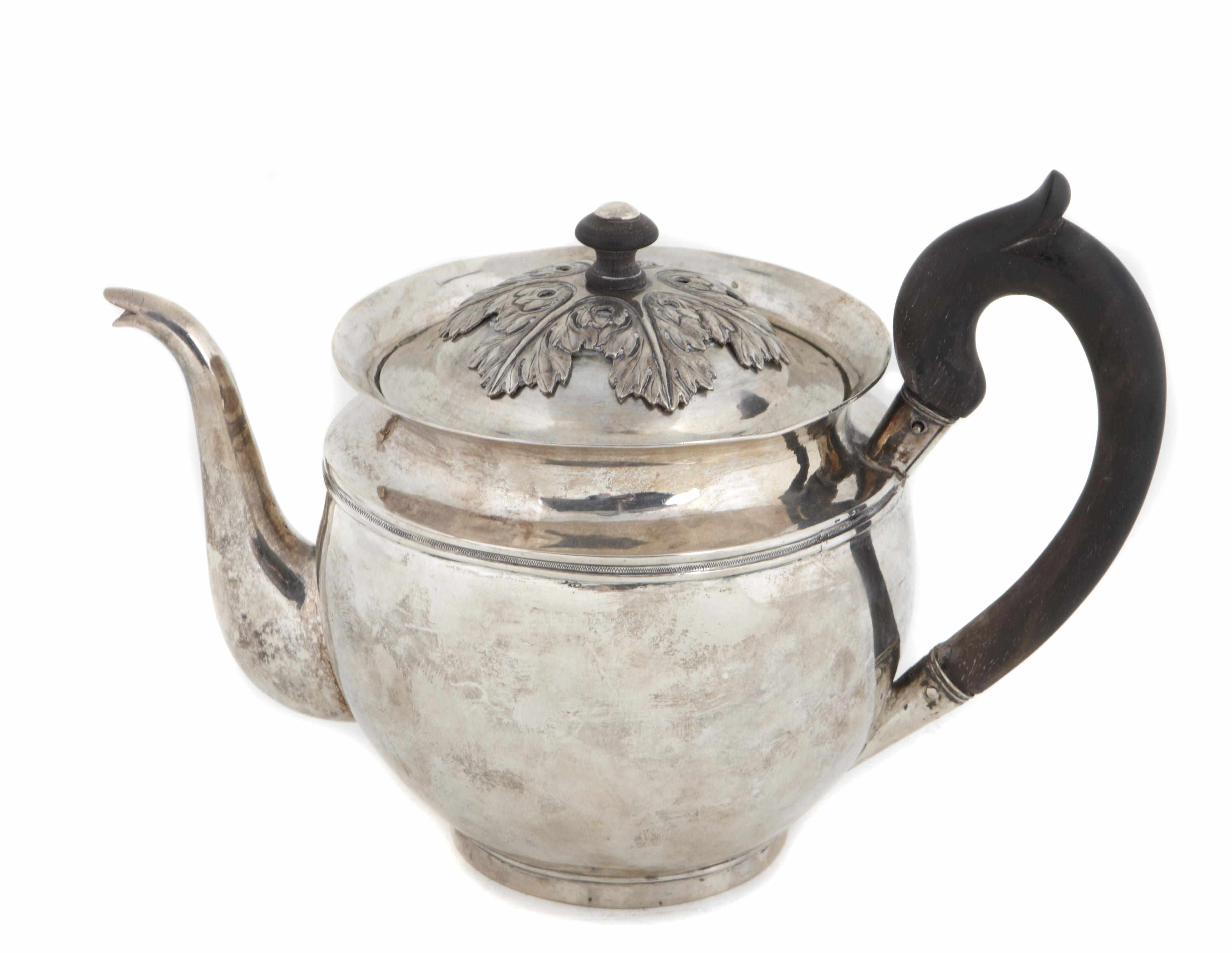 Appraisal: Russian silver teapot with wooden fittings from Polotsk Height in