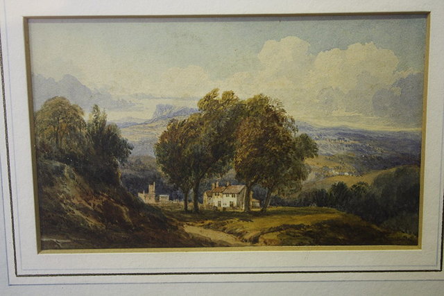 Appraisal: th Century English SchoolTwo vast landscape scenes one inscribed watercolours