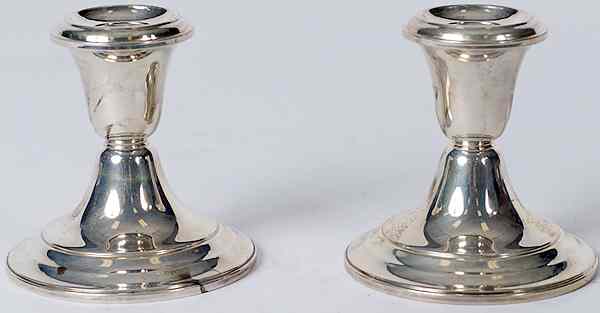 Appraisal: Gorham Sterling Candlesticks American a pair of Gorham sterling weighted