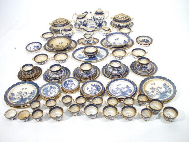 Appraisal: Extensive Booths Real Old Willow patterned tea dinnerware including teapot