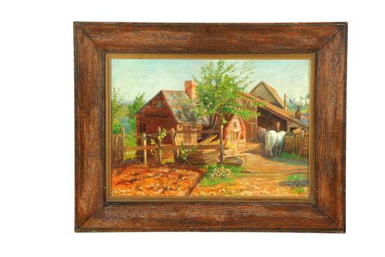 Appraisal: FARM SCENE AMERICAN SCHOOL LATE TH-EARLY TH CENTURY Oil on