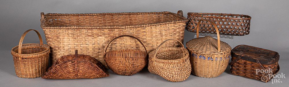 Appraisal: Eight assorted baskets Eight assorted baskets largest - h w