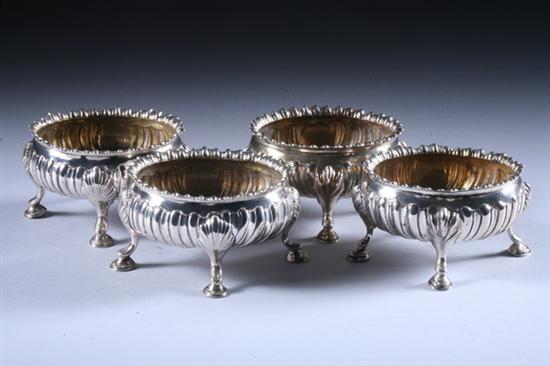 Appraisal: FOUR VICTORIAN SILVER OPEN SALTS Robert Harper London Oval on