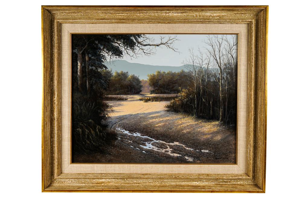 Appraisal: ROBERT CLARK - SNOW SCENE LANDSCAPE egg tempera on board