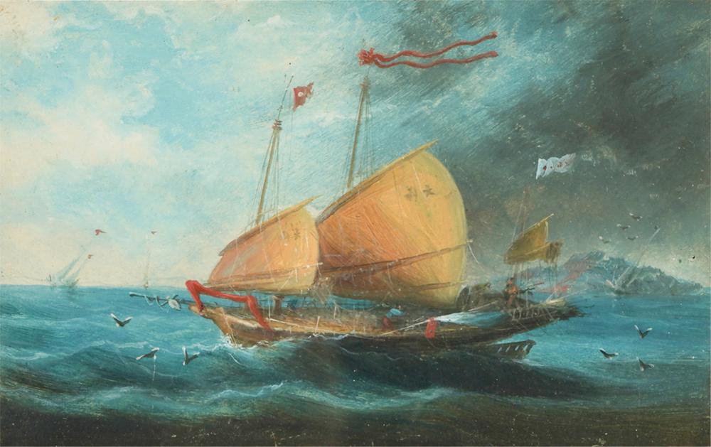 Appraisal: UNKNOWN ARTIST CHINESE JUNK AT SEAoil on board matted and