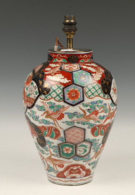 Appraisal: AN TH CENTURY IMARI POLYCHROME ENAMEL BALUSTER VASE now a