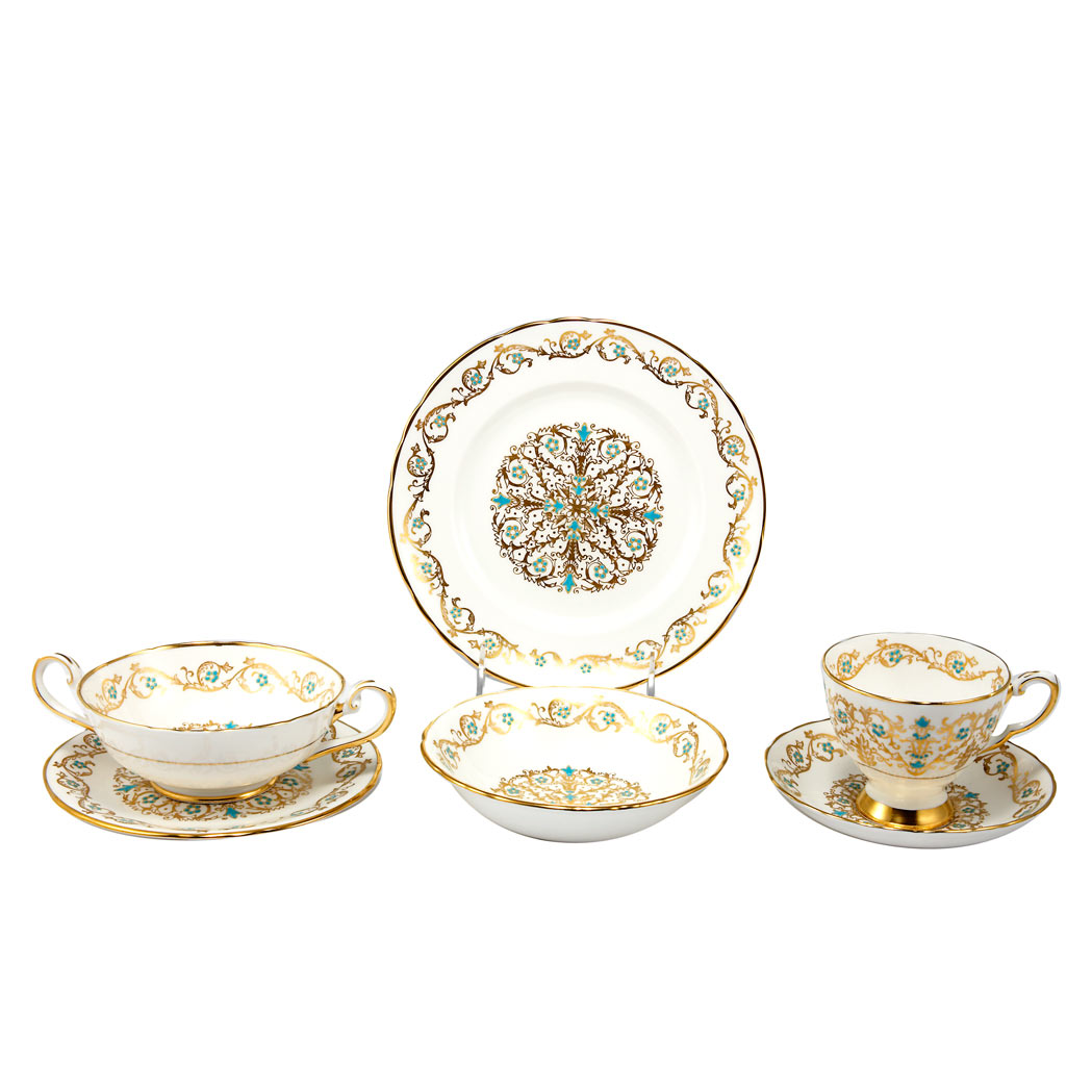 Appraisal: Tuscan Gilt and Enameled Porcelain Dinner Service In the Louise