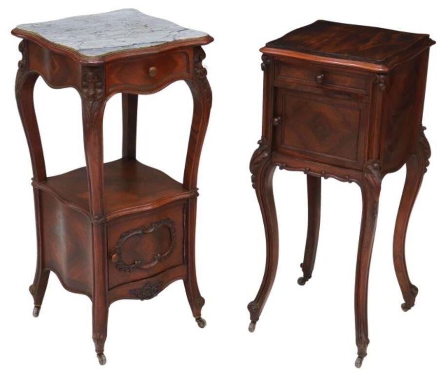 Appraisal: lot of French Louis XV style mahogany nightstands late th