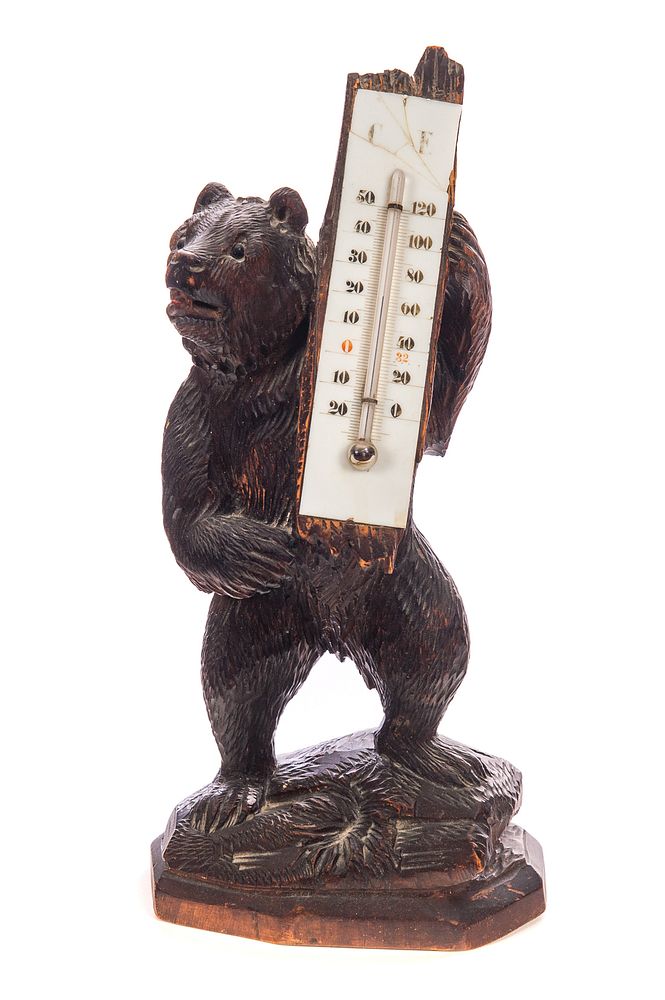 Appraisal: Black Forest Bear Glass Eyes Thermometer Black Forest Bear Glass