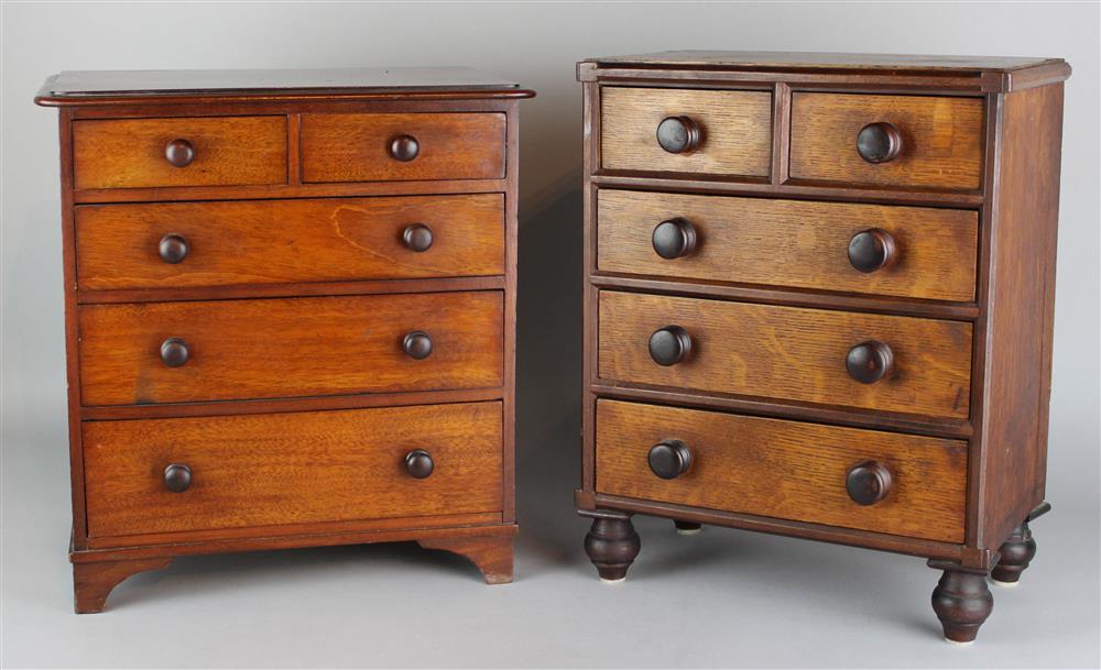 Appraisal: TWO AMERICAN SALESMAN'S SAMPLE CHESTS OF DRAWERS th Century each