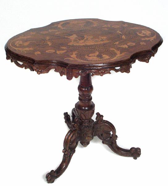 Appraisal: An Austrian style inlaid scalloped oval table th Century height