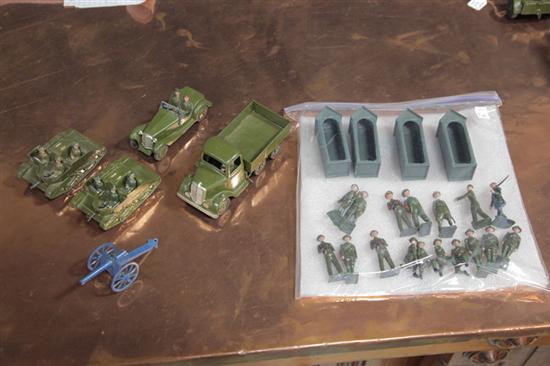 Appraisal: GROUP OF BRITIANS MILITARY FIGURES AND VEHICLES Two Bren Gun