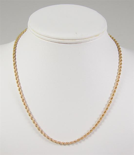 Appraisal: k Yellow Gold Rope Chain grams Very good condition