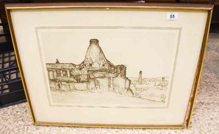 Appraisal: Local signed Print of The Old Blue Bell Pottery Works