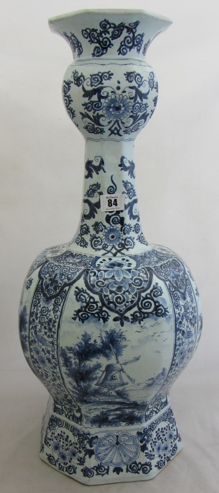 Appraisal: A large Dutch Delft blue and white vase circa of