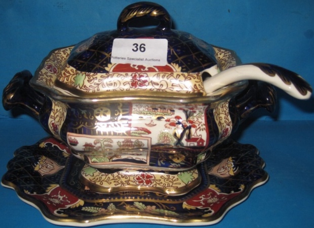 Appraisal: Masons Tureen Cover on Stand with Laddle in the Double