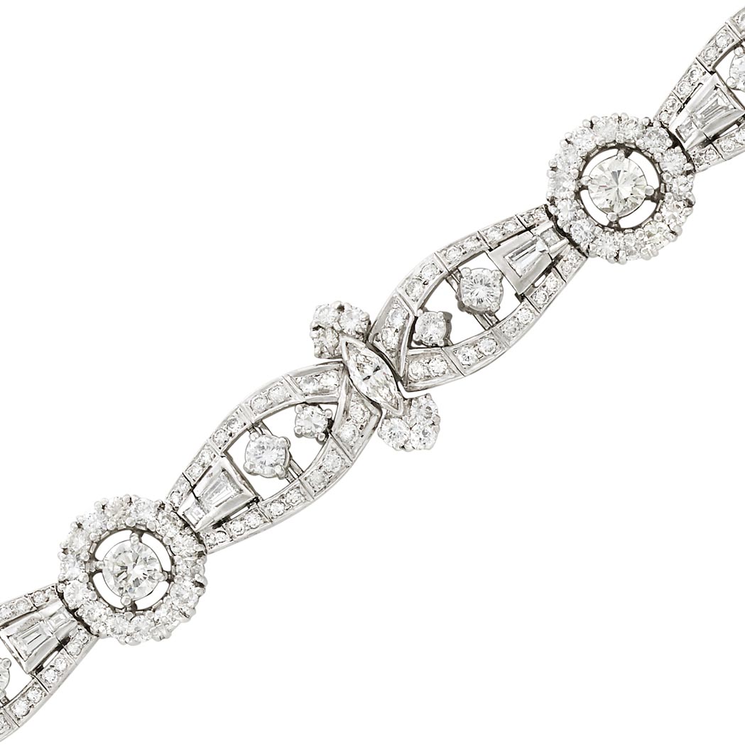 Appraisal: Platinum and Diamond Bracelet round diamonds ap cts round single-cut