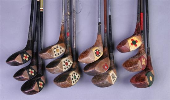 Appraisal: GOLF LOT TWELVE ASSORTED STEEL SHAFT FANCY FACE WOODS Set