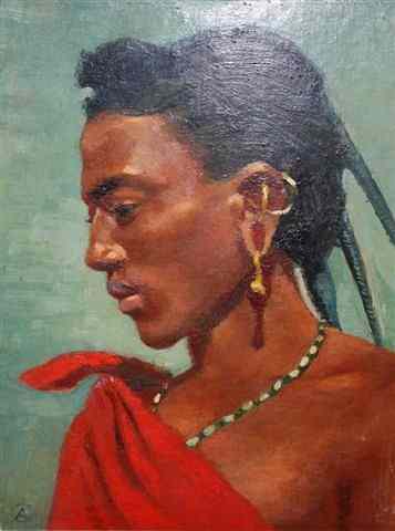 Appraisal: AN OIL PORTRAIT of a young masai boy on panel