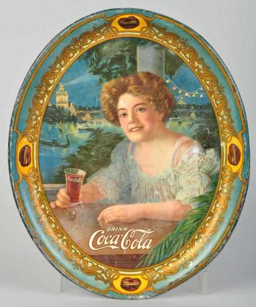 Appraisal: Oval Coca-Cola Serving Tray Surface is slightly chalky with some