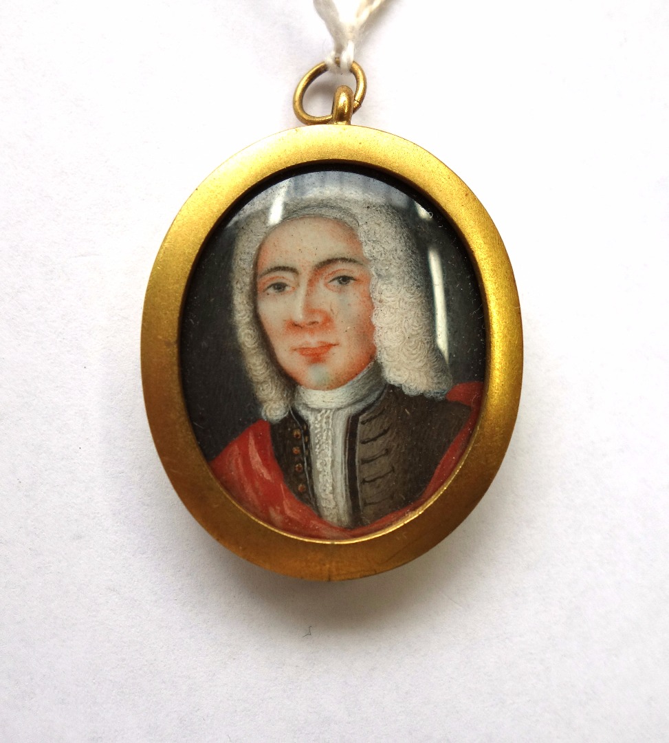 Appraisal: English School circa portrait miniature on ivory of a gentleman