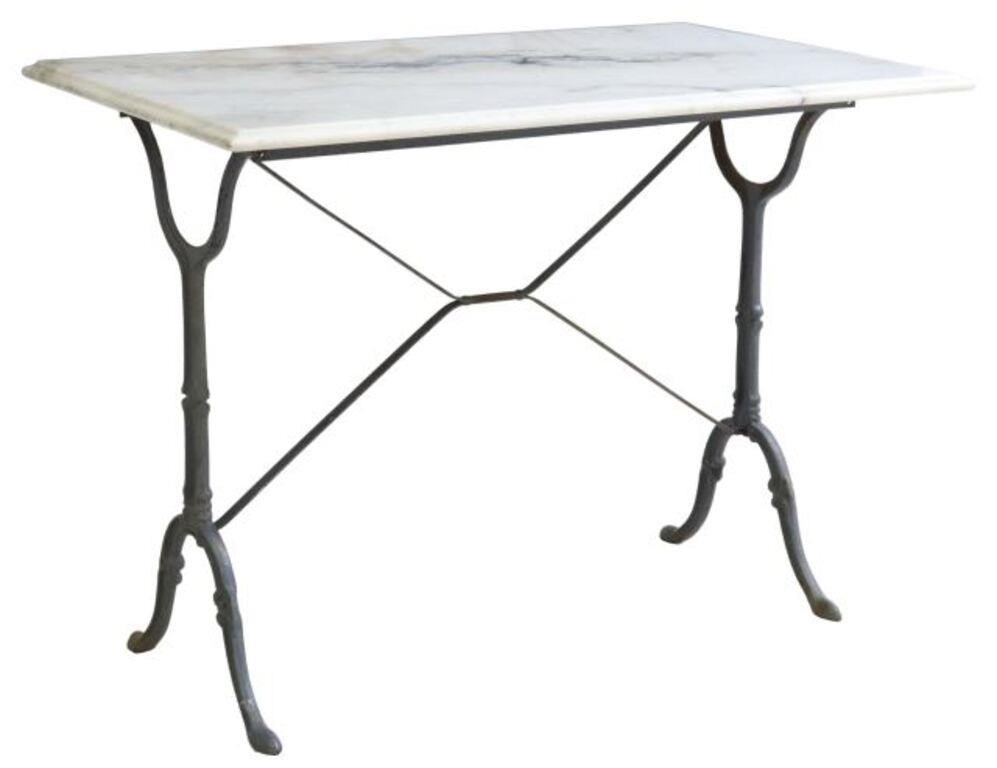 Appraisal: French bistro table th c having rectangular marble top on