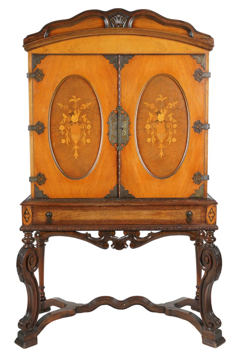 Appraisal: BAROQUE-STYLE MARQUETRY CABINETfirst half th century the pair of hinged