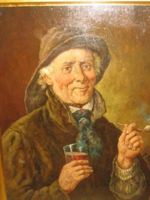 Appraisal: F FUCHS Portrait of a Man in Souwester and holding