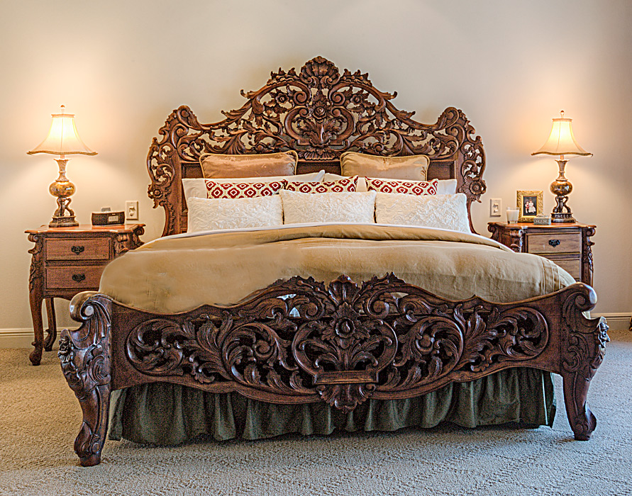 Appraisal: ROCOCO STYLE CARVED BEDROOM SET To include profusely carved king