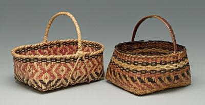 Appraisal: Two Cherokee river cane baskets one with dark brown and