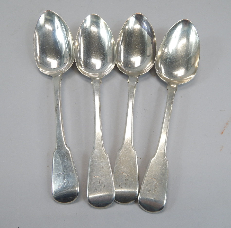 Appraisal: A set of four George V silver Fiddle pattern table