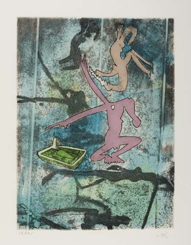 Appraisal: ROBERTO MATTA Two color aquatints Centre Noeuds x mm x