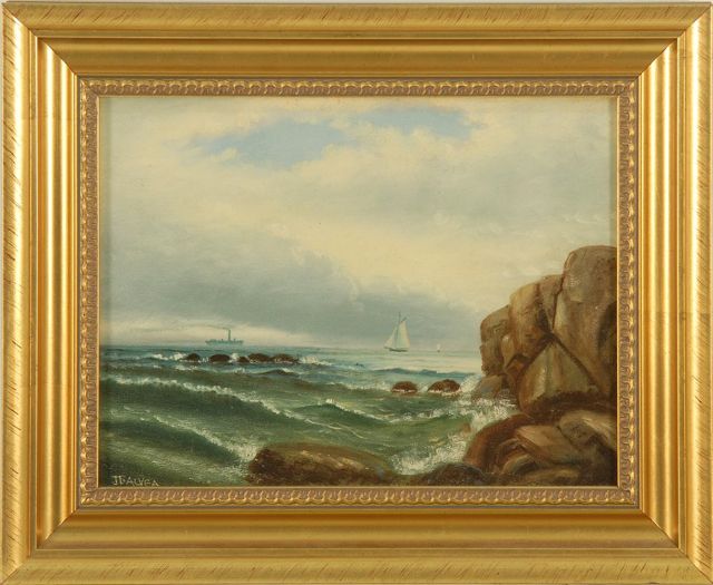 Appraisal: J SALVEAAmerican Late th Early th CenturySeascape with sailboats and