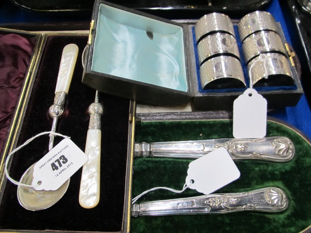 Appraisal: Lot comprising cased fish servers pair of spoons and cased