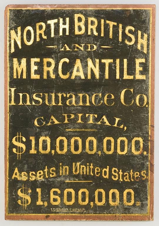 Appraisal: Chicago Insurance Co Painted Trade Sign Chicago painted trade sign