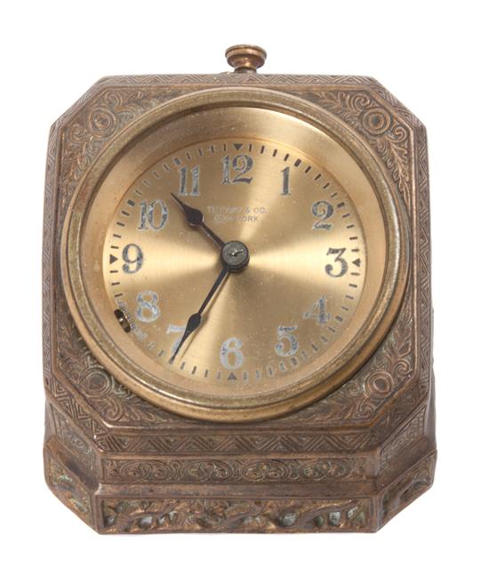 Appraisal: Sale Lot A Tiffany Studios Bronze Desk Clock in the