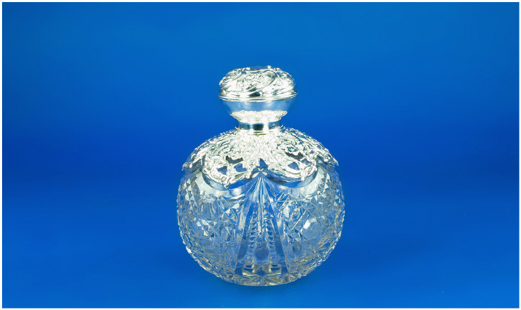 Appraisal: Edwardian Silver Topped and Overlaid Glass Perfume Bottle Hallmarked Birmingham