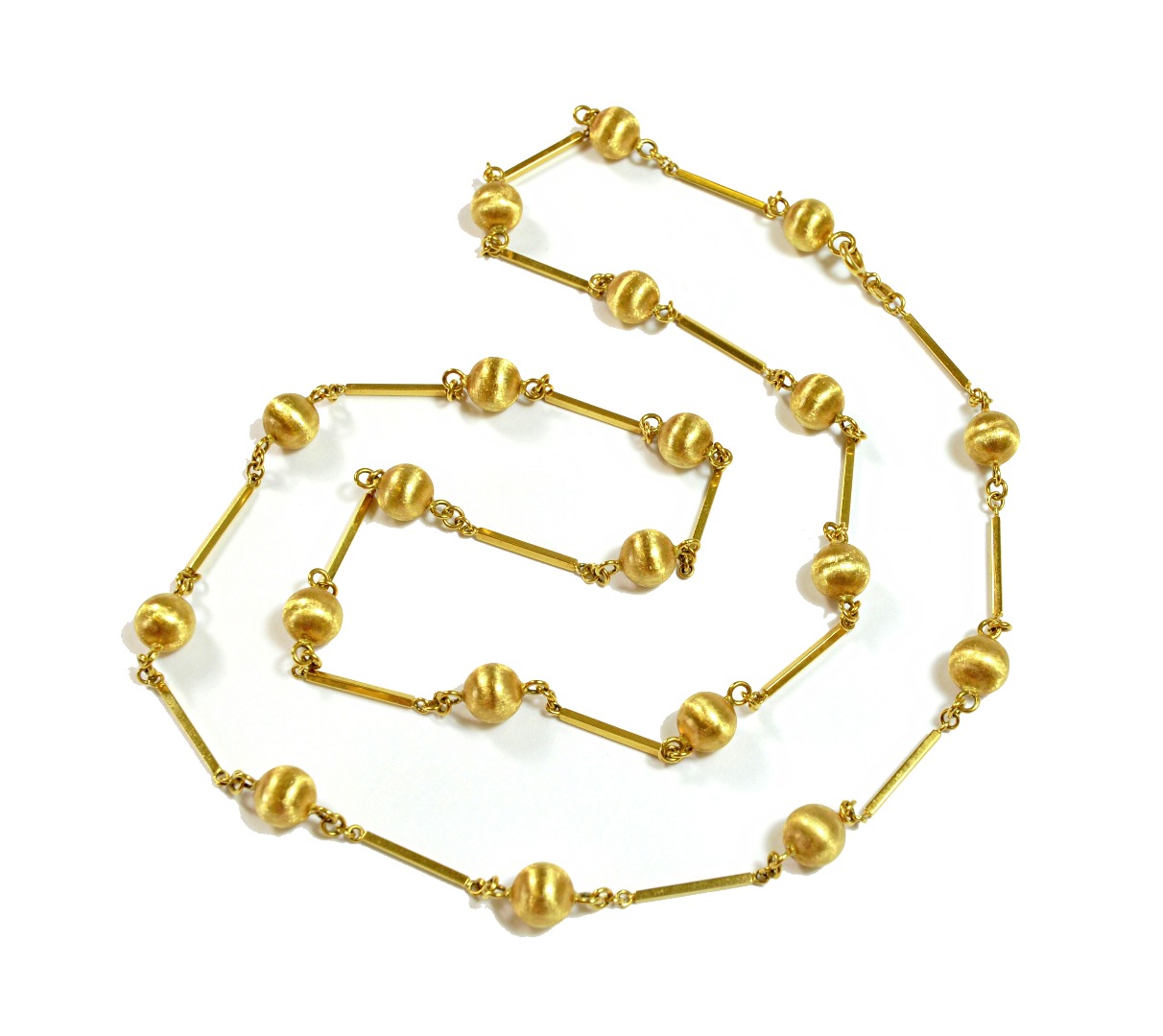 Appraisal: A s yellow gold necklace with twenty textured gold spheres