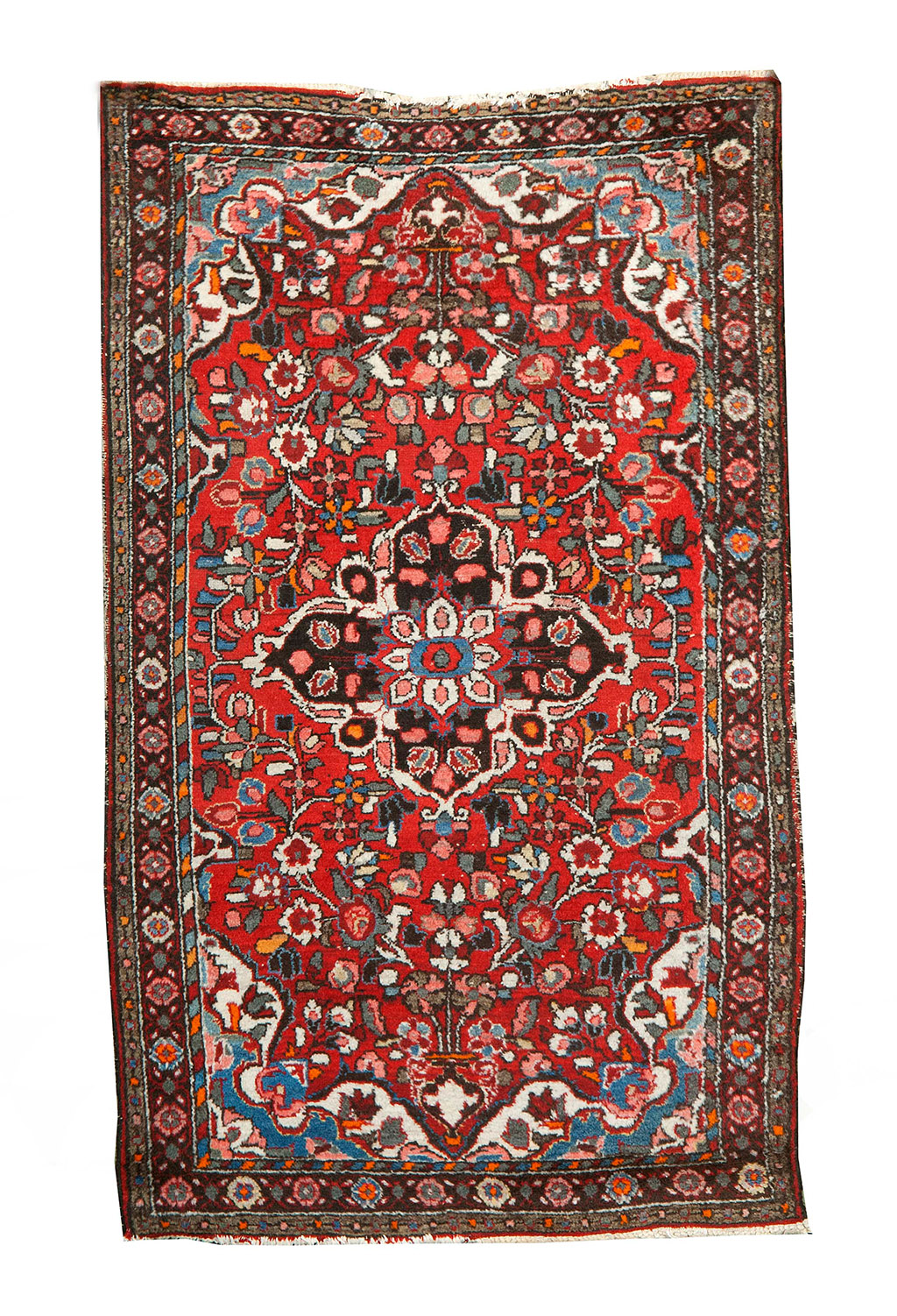 Appraisal: ORIENTAL RUG HAMADAN ' x ' Dark brown and ivory