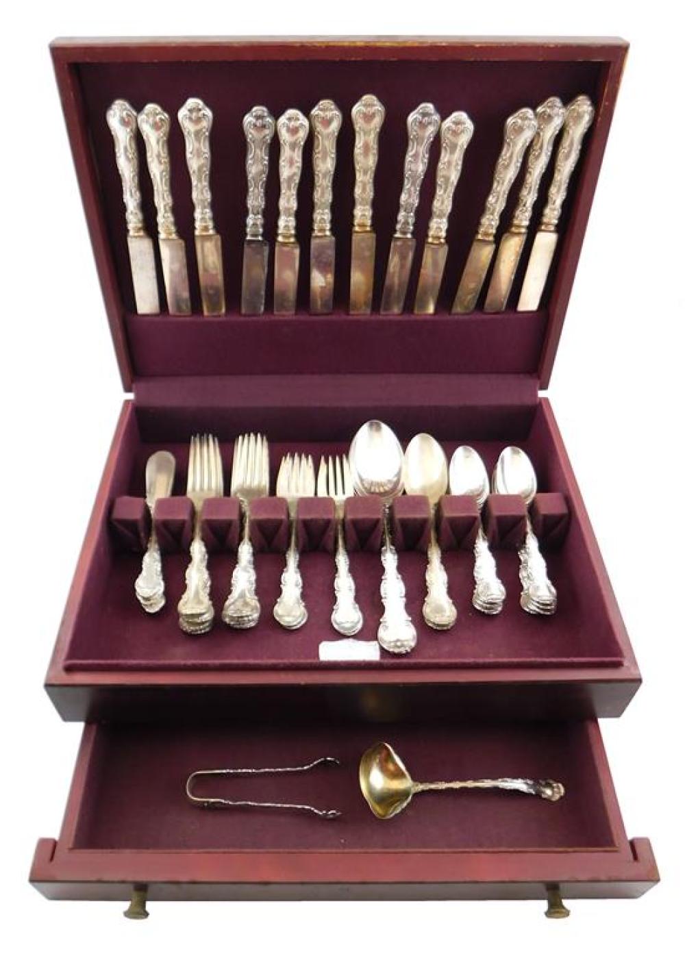 Appraisal: SILVER Gorham Strasbourg pattern sterling flatware in fitted box fifty-two