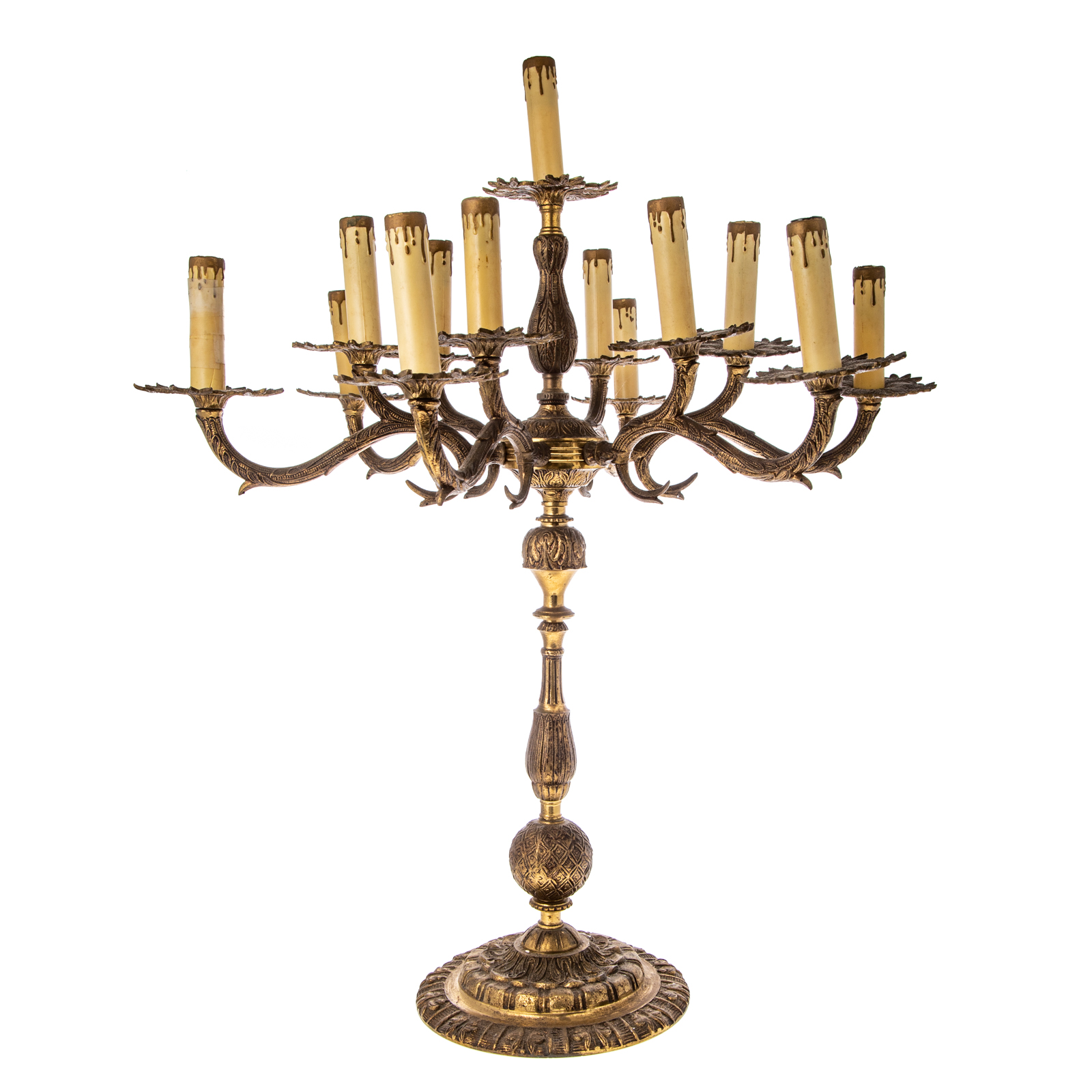 Appraisal: LOUIS XVI STYLE BRONZE CANDELABRUM light electrified candelabrum in H