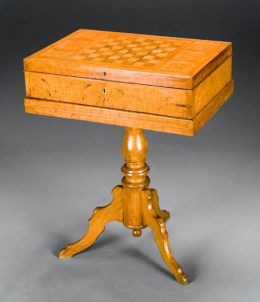 Appraisal: A late Biedermeier walnut games and work table second quarter