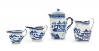 Appraisal: A Group of Three Canton Blue and White Creamers Height